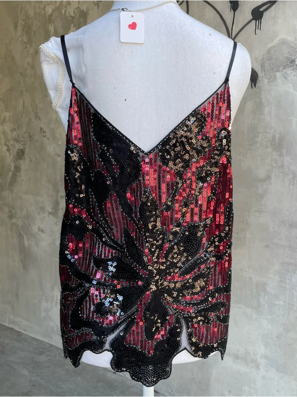 Vintage y2k Sequin Beaded Floral Camisole Top